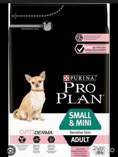 Pro plan opti derma д/мелких пород, лосось, 3 кг