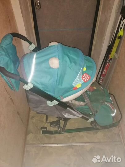 Детские санки коляска с колесами