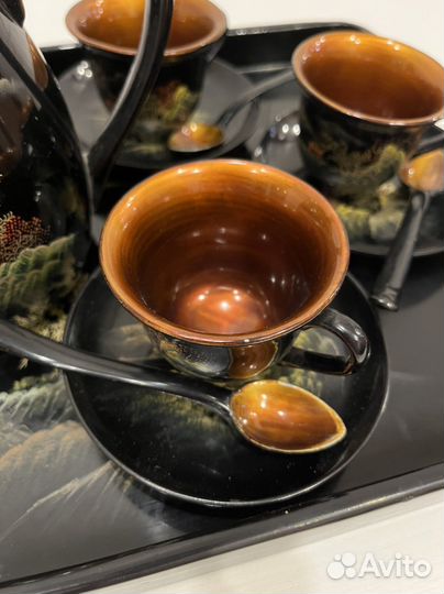 Китайский деревянный чайный сервиз набор гохуа