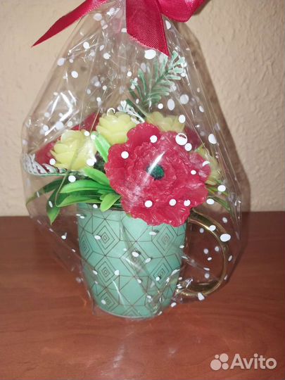 Букет из мыла в кружке