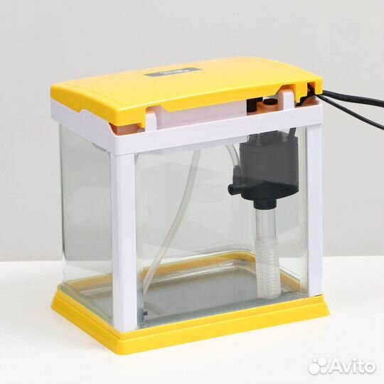 Аквариум с лампой, желтый, 3,5 литра