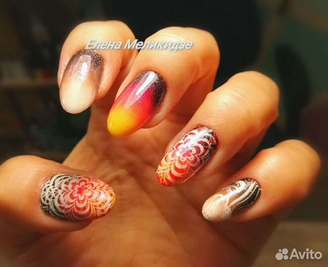 Комбинированный маникюр, покрытие гель-лак, дизайн