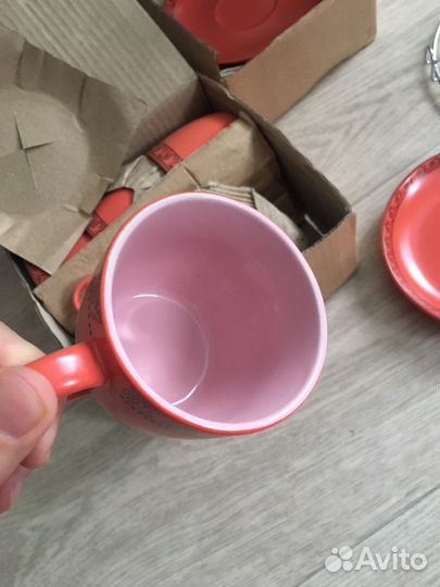 Сервиз чайный красный 6шт