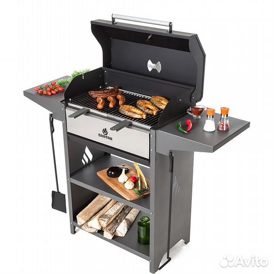 Мангал с крышкой гриль и термодатчиком