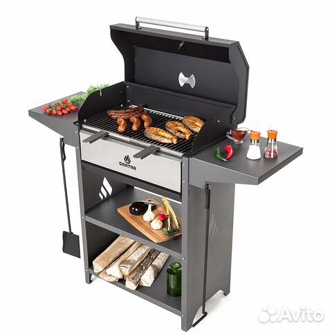 Мангал с крышкой гриль и термодатчиком