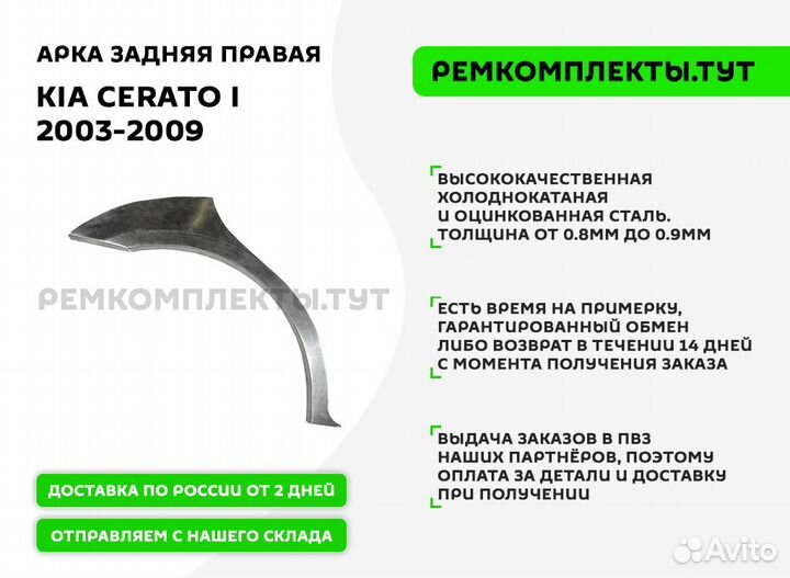 Арка задняя правая Kia Cerato 1