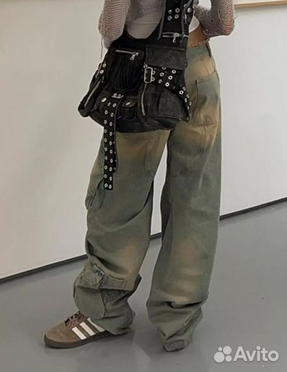 Джинсы y2k винтаж грязные потертости