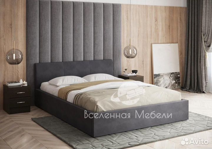 Кровать с мягким изголовьем