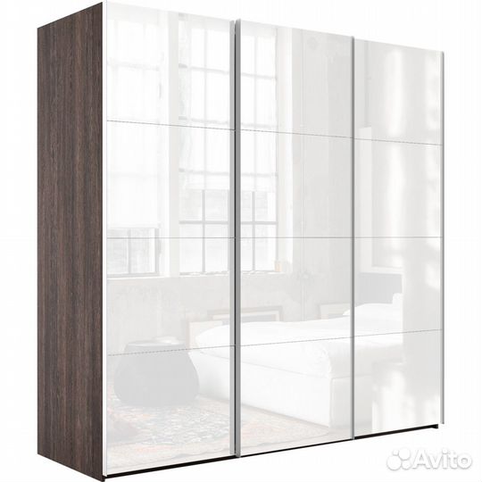 Шкаф-купе Эста 3-х дверный Цельный (12 Белых стеко