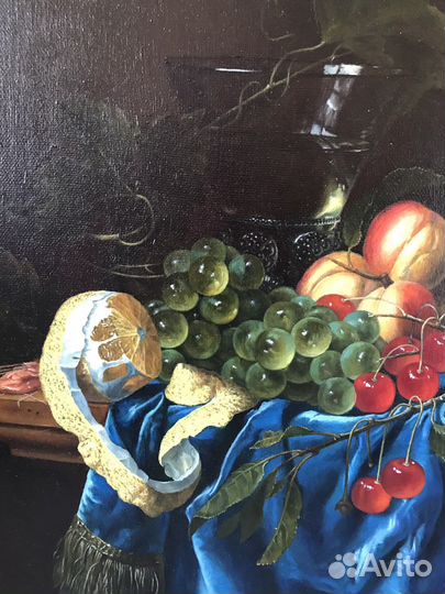 Картина маслом на холсте натюрморт, старинная