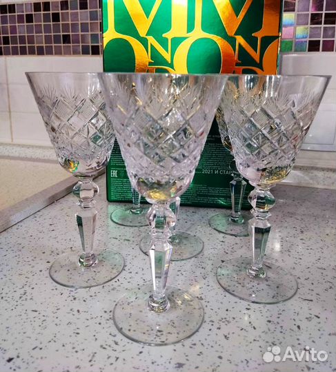 Набор хрустальных высоких фужеров-ромбы знаменитые