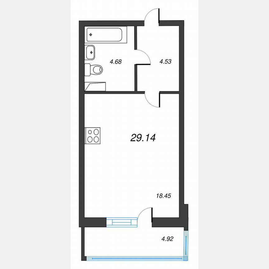 Квартира-студия, 32,6 м², 8/22 эт.