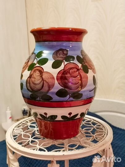 Ваза керамика СССР, ручная роспись