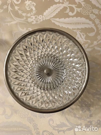 Ваза хрусталь, мельхиор