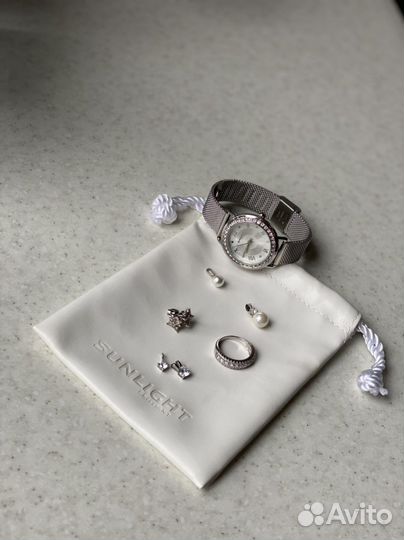 Часы серьги кольцо серебро