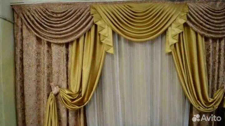 Плотные шторы с ламбрекеном высота 2,5 м