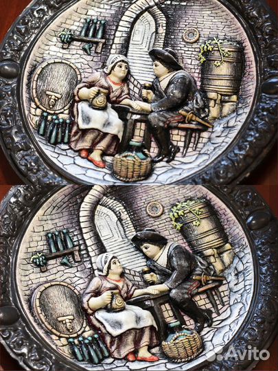 Керамическая тарелка 36см, большая (лепнина)