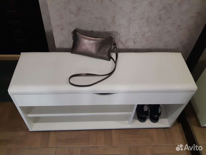 Обувница белая с сиденьем