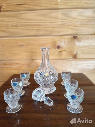 Графин и 6 стопок. Хрусталь. Богемия