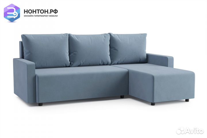 Диван угловой еврокнижка Мидгард голубой