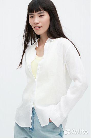 Льняная рубашка uniqlo