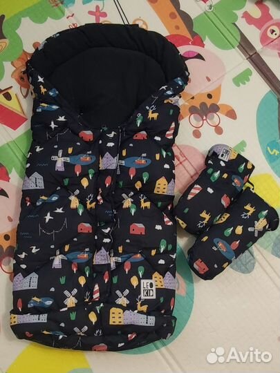 Зимний конверт в коляску LeoKid + варежки