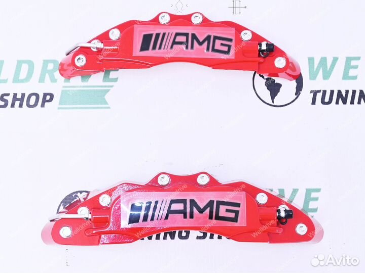 Накладки на суппорта металл Mercedes красные