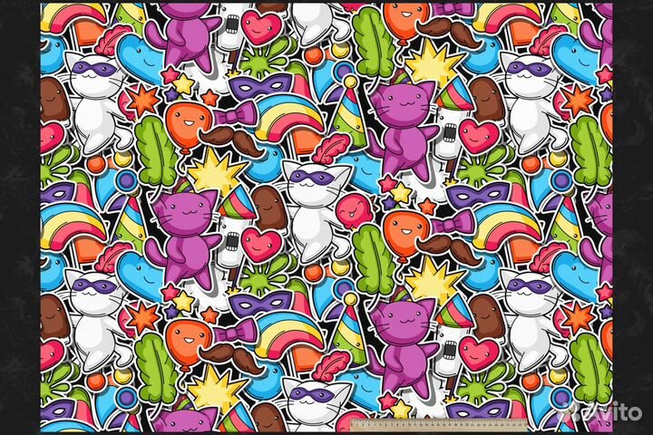 Ткань велюр с детским рисунком