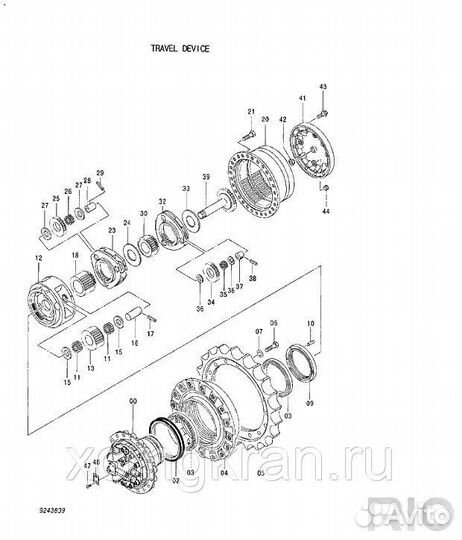 Редуктор хода для экскаватора hitachi ZX240-3