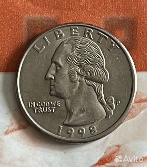 Монета Liberty quarter dollar