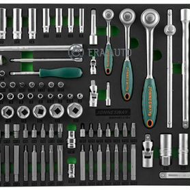 Jonnesway S04H45121SV S04H45121SV Набор торцевых головок 1/4DR, 3/8DR, 1/2DR с приводами, 81 предмет