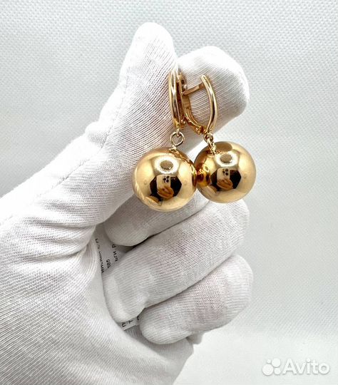 Золотые серьги шары большие 585