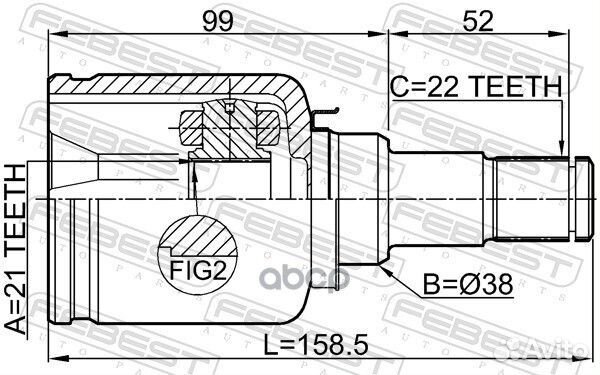 Шрус внутр левый ford fiesta/fusion (CBK) 2001