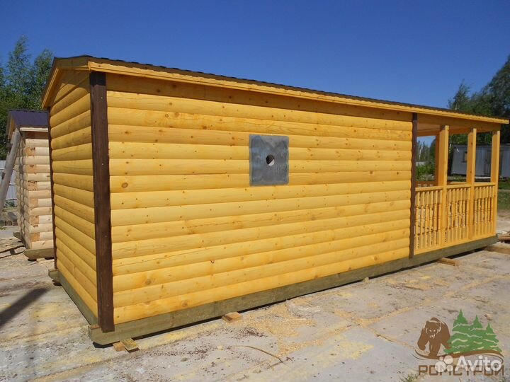 Баня с террасой 4x3м Рута