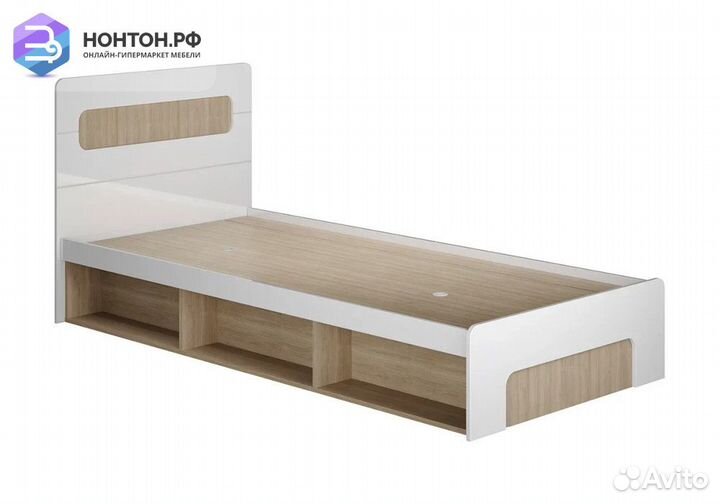 Кровать Палермо-3 Юниор ясень шимо светлый / белый