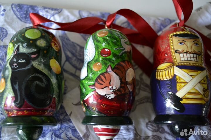 Ёлочные игрушки погремушки деревянные