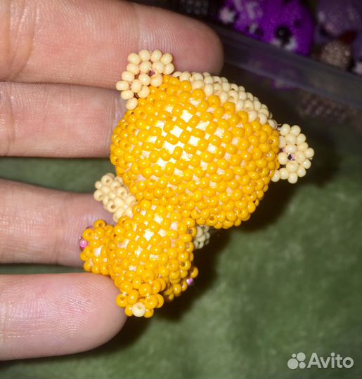 Хомячок амигуруми игрушка брелок из бисера