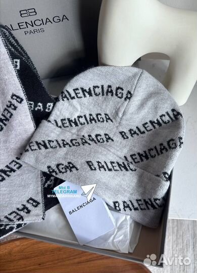 Комплект шапка и шарф мужской balenciaga