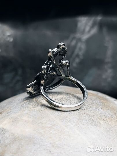 Кольцо Цветок посеребренный