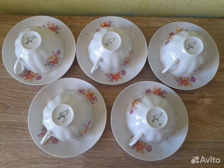 Чайные пары СССР Дулево костяной фарфор