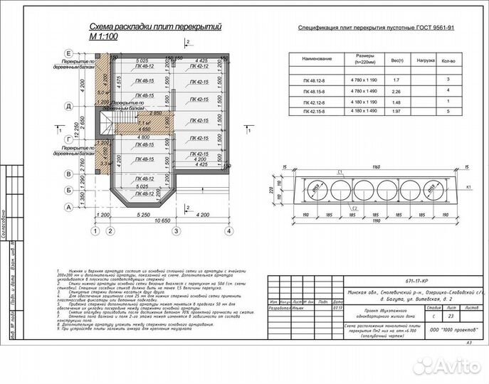 Плиты перекрытия пк 44-12-8