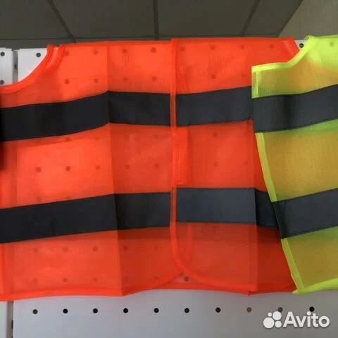 Жилет сигнальный, цвет зеленый/красный с полосками