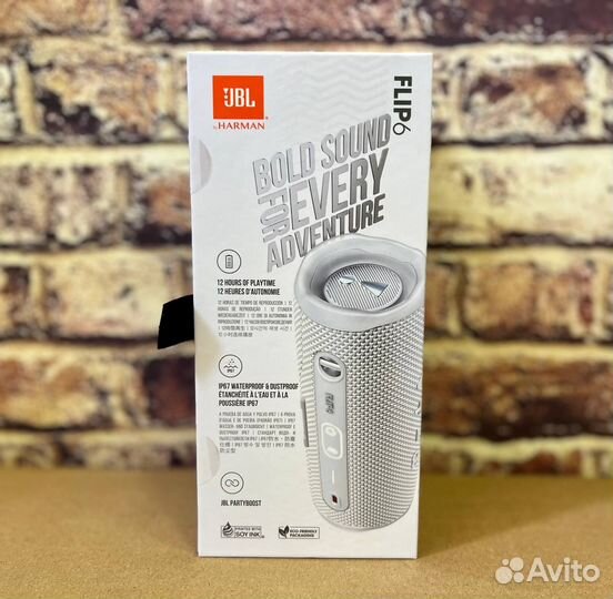 Портативная акустика JBL Flip 6, 30 Вт, белый