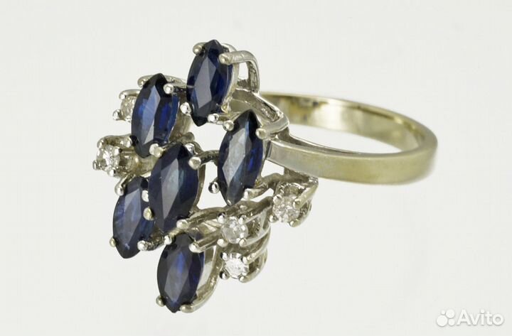 Кольцо золото 585 пробы сапфиры бриллианты