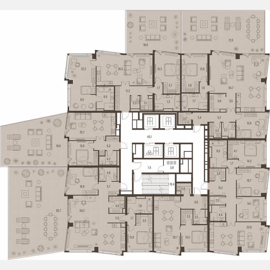 3-к. квартира, 132,8 м², 2/24 эт.