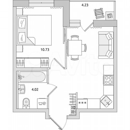 1-к. квартира, 36,3 м², 4/17 эт.