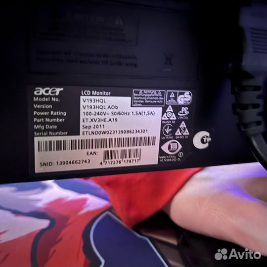 Монитор Acer 75гц 19дюймов