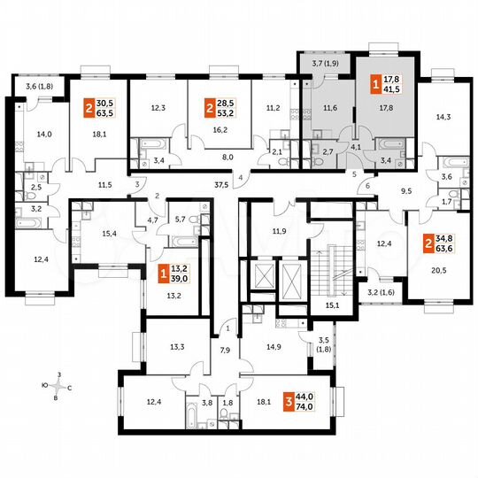 1-к. квартира, 41,5 м², 9/16 эт.