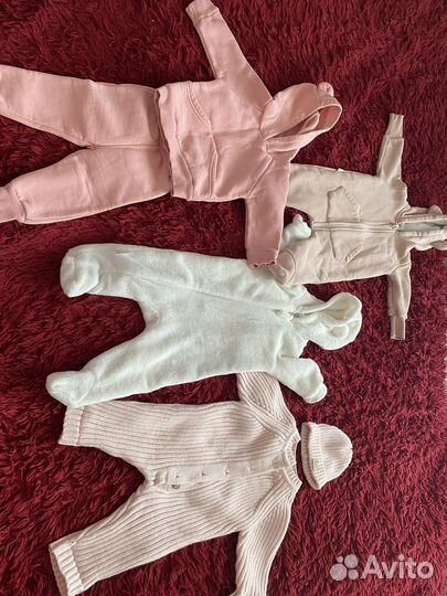 Теплые вещи для девочки 62-68 см
