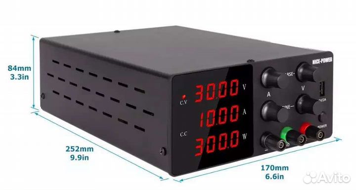 Лабораторный блок питания 30В/10А + USB 2A